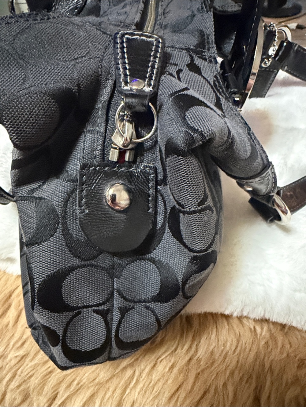 Y2K Vtg Coach Black Signature Soho Hobo Canvas and Leather - Picture 6 of 11
